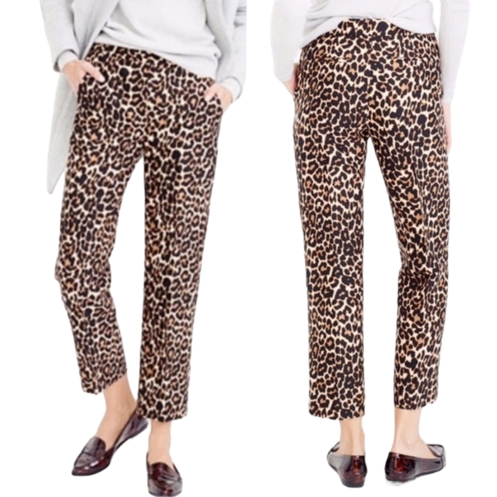 J. Crew Linen Blend Patio Pant In Leopard Print